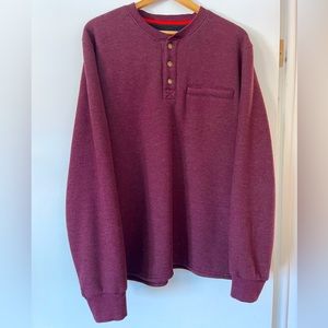 Coleman Men’s XXL Red Port Heather Long Sleeve Sherpa Lined Waffle Henley Shirt